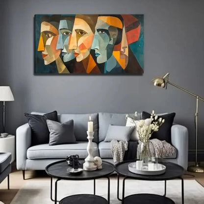 Abstract Human Face Wall Art Canvas Office Home Room Framed 120x60cm
