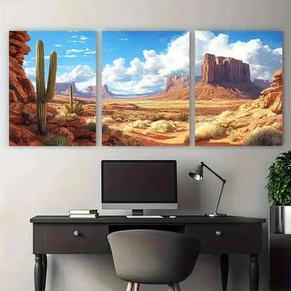 3pcs Arizona Southwestern Nature Décor Perfect Wall Art Set Canvas Framed 40x60cm - High Quality Print 100% Australian Made Wall Canvas Ready to Hang