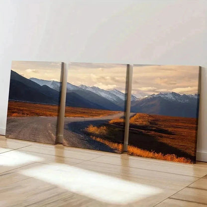 3pcs Vibrant Mountain & Road Landscape Wall Art Set Canvas Framed 60x90cm - High Quality Print 100% Australian Made Wall Canvas Ready to Hang