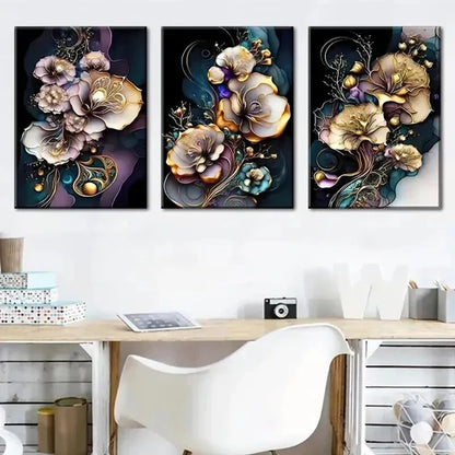 3pcs Abstract Wind Flowerc Landscape Wall Art Set Canvas Unframed - High Quality Print 100% Australian Made Wall Canvas - Bella Home Decor