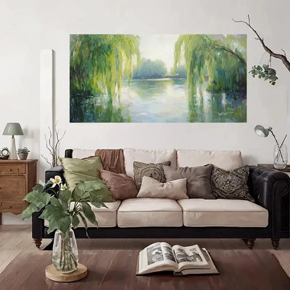 Willow Trees Reflection Wall Art Canvas Office Home Room Framed 120x60cm