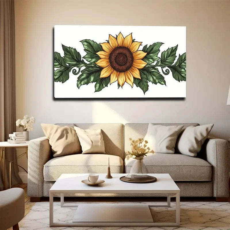 Vibrant Yellow Sunflower Wall Art Canvas Office Home Room Framed 120x60cm