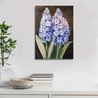 Beautiful Stunning Blue Hyacinth Flowers with White 40x60cm Metal Print Ready to Hang - Bella Home Decor