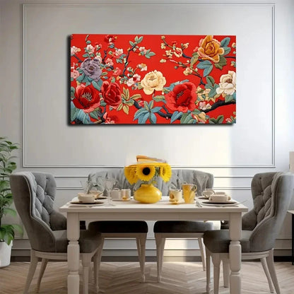 Vibrant Chinese Embroidery Wall Art Canvas Office Home Room Framed 120x60cm