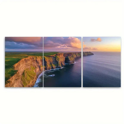3pcs Moher Atlantic Ocean Burren Ireland E  Wall Art Set Canvas Framed 40x60cm - High Quality Print 100% Australian Made Wall Canvas Ready to Hang