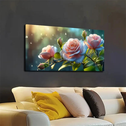 Vibrant Rose & Thorn Design Wall Art canvas office home room framed 120x60cm