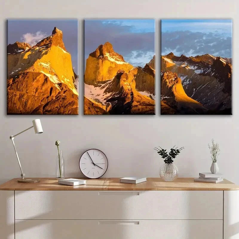 3pcs Torres del Paine National Park Perfect Wall Art Set Canvas Framed 50x70cm - High Quality Print 100% Australian Made Wall Canvas Ready to Hang - Bella Home Decor