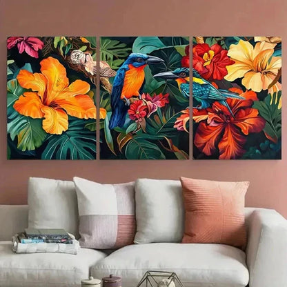 3pcs Venezuela Floral American Travel Wall Art Canvas Unframed - High Quality Print 100% Australian Made Wall Canvas
