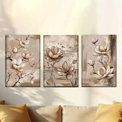 3pcs Simple Flower Pattern 40x60cm - High Quality Print 100% Australian Made Wall Canvas Ready to Hang