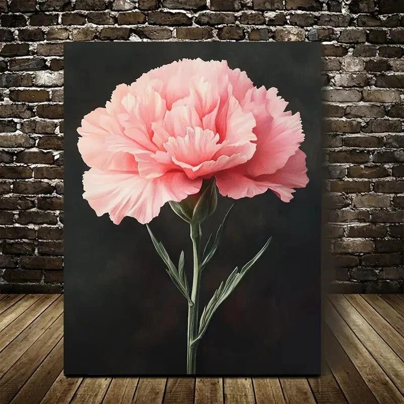 Beautiful Vibrant Pink Flower Dark Painting 40x60cm Metal Print Ready to Hang - Bella Home Decor