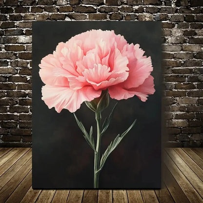 Beautiful Vibrant Pink Flower Dark Painting 40x60cm Metal Print Ready to Hang - Bella Home Decor