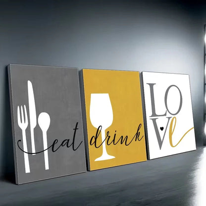 3pcs Kitchen Wall Art Set Canvas Framed 40x60cm - High Quality Print 100% Australian Made Wall Canvas Ready to Hang