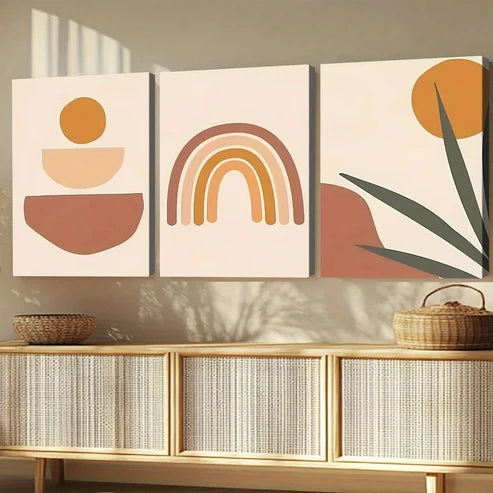 3pcs Classic Modern Style Abstract Pinewood  Art Set Canvas Unframed - High Quality Print 100% Australian Made Wall Canvas - Bella Home Decor