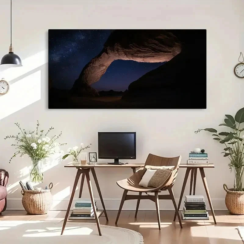 Night Sky And Rock Formation Wall Art Canvas Office Home Room Framed 120x60cm