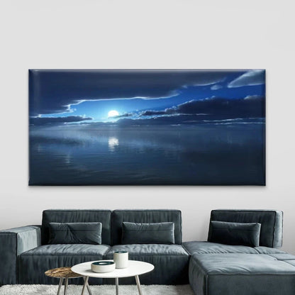 Ocean Scene with Moon ReflectionWall Art Canvas Office Home Room Framed 120x60cm