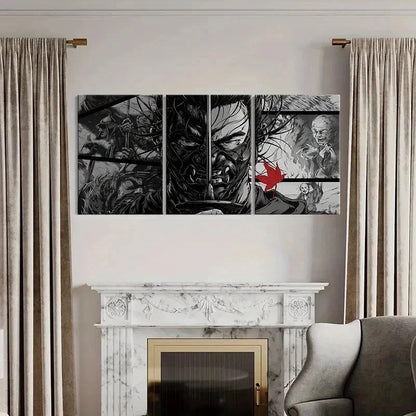 3pcs Anime-Inspired Samurai Decoration Wall Art Set Canvas Framed 50x70cm - High Quality Print 100% Australian Made Wall Canvas Ready to Hang - Bella Home Decor
