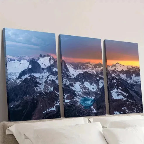 3pcs Natural Landscape with Snow Mountains Wall Art Set Canvas Unframed - High Quality Print 100% Australian Made Wall Canvas