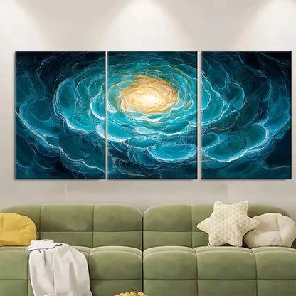3pcs Turquoise Ripple Marble Abstract Art Metal Print Ready to Hang Art - Bella Home Decor