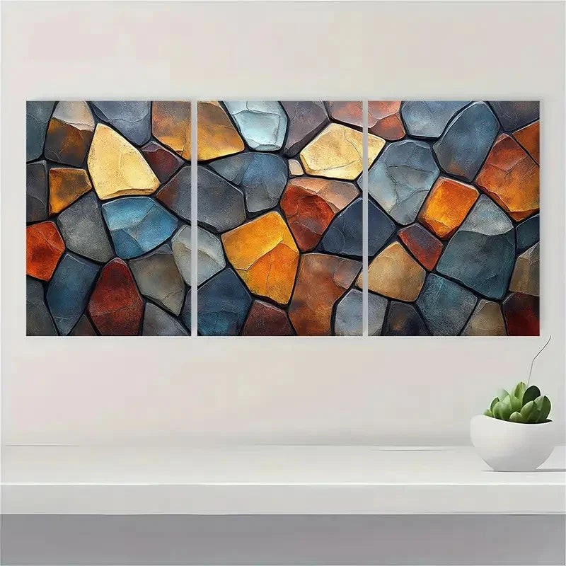 3pcs Century Polygon Pattern Sketch Abstract V  Wall Art Set Canvas Framed 60x90cm - High Quality Print 100% Australian Made Wall Canvas Ready to Hang - Bella Home Decor