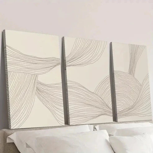 3pcs Bohemian Abstract Line Minimalist Wall Art Set Canvas Unframed - High Quality Print 100% Australian Made Wall Canvas - Bella Home Decor