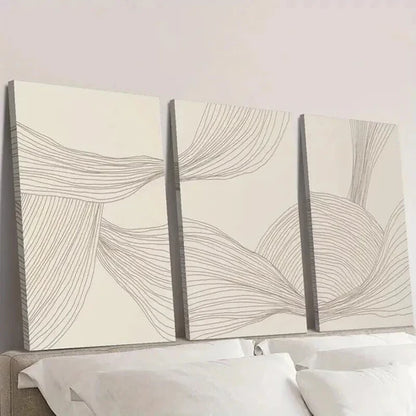 3pcs Bohemian Abstract Line Minimalist Wall Art Set Canvas Unframed - High Quality Print 100% Australian Made Wall Canvas - Bella Home Decor