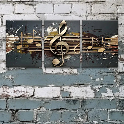 3pcs Flat Frame Abstract Music Symbol Wall Art Set Canvas Unframed - High Quality Print 100% Australian Made Wall Canvas