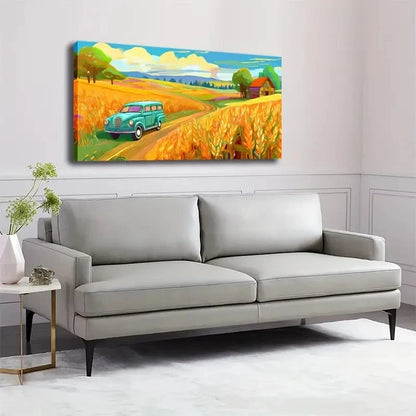 Golden Wheat Fields Car Wall Art Canvas Office Home Room Framed 120x60cm