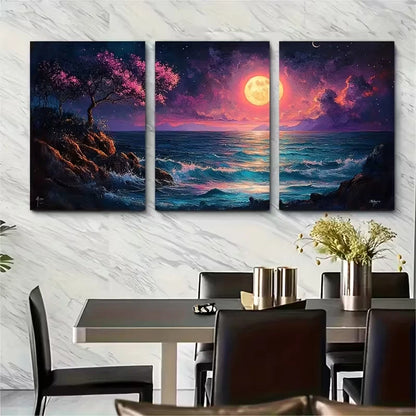 3pcs Enchanting Seaside Metal Print Ready to Hang Art