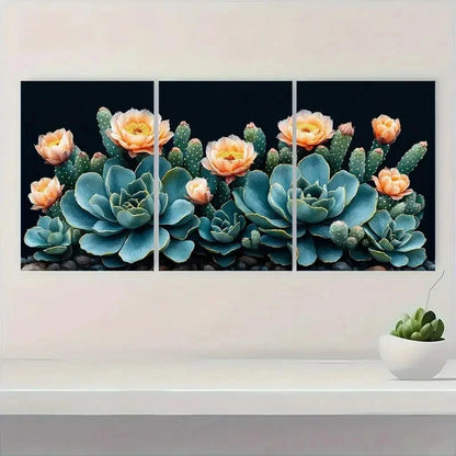 3pcs  Cactus Floral Botanical Photography  DS     Wall Art Set Canvas Framed 60x90cm - High Quality Print 100% Australian Made Wall Canvas Ready to Hang - Bella Home Decor