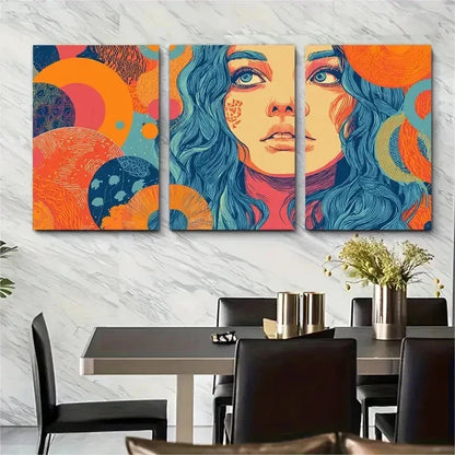 3pcs Abstract Woman Retro Girly Drawn Perfect Wall Art Set Canvas Framed 50x70cm - High Quality Print 100% Australian Made Wall Canvas Ready to Hang - Bella Home Decor