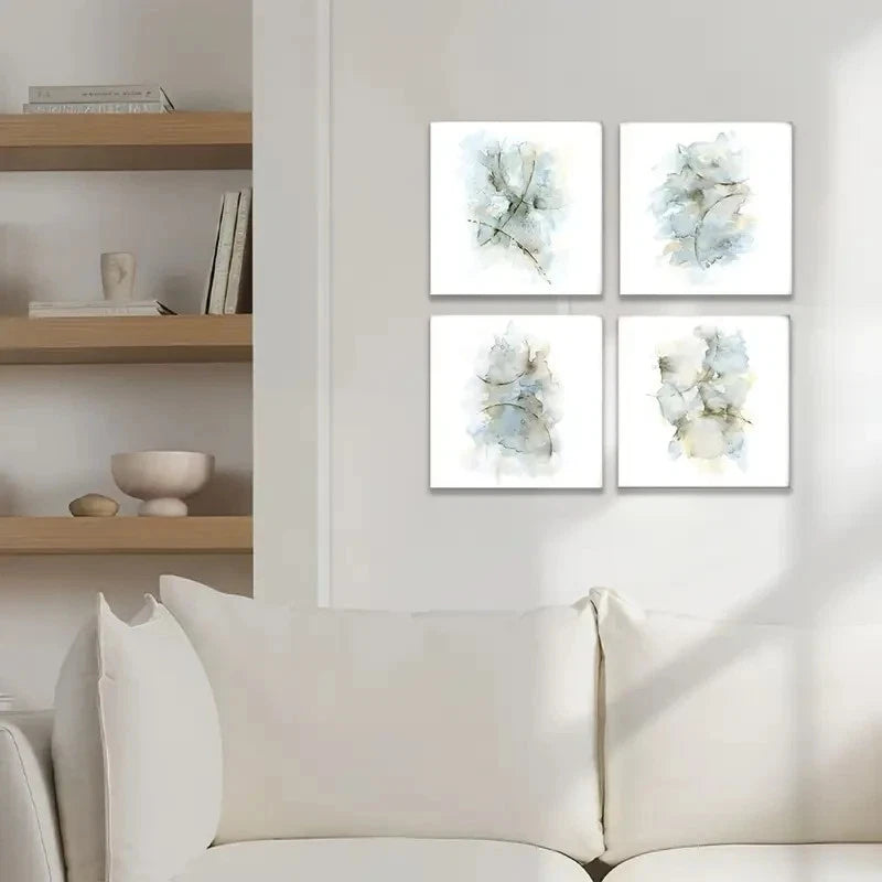 4pcs Watercolor Prints, Simple Artwork for Walls Wall Art Canvas Framed