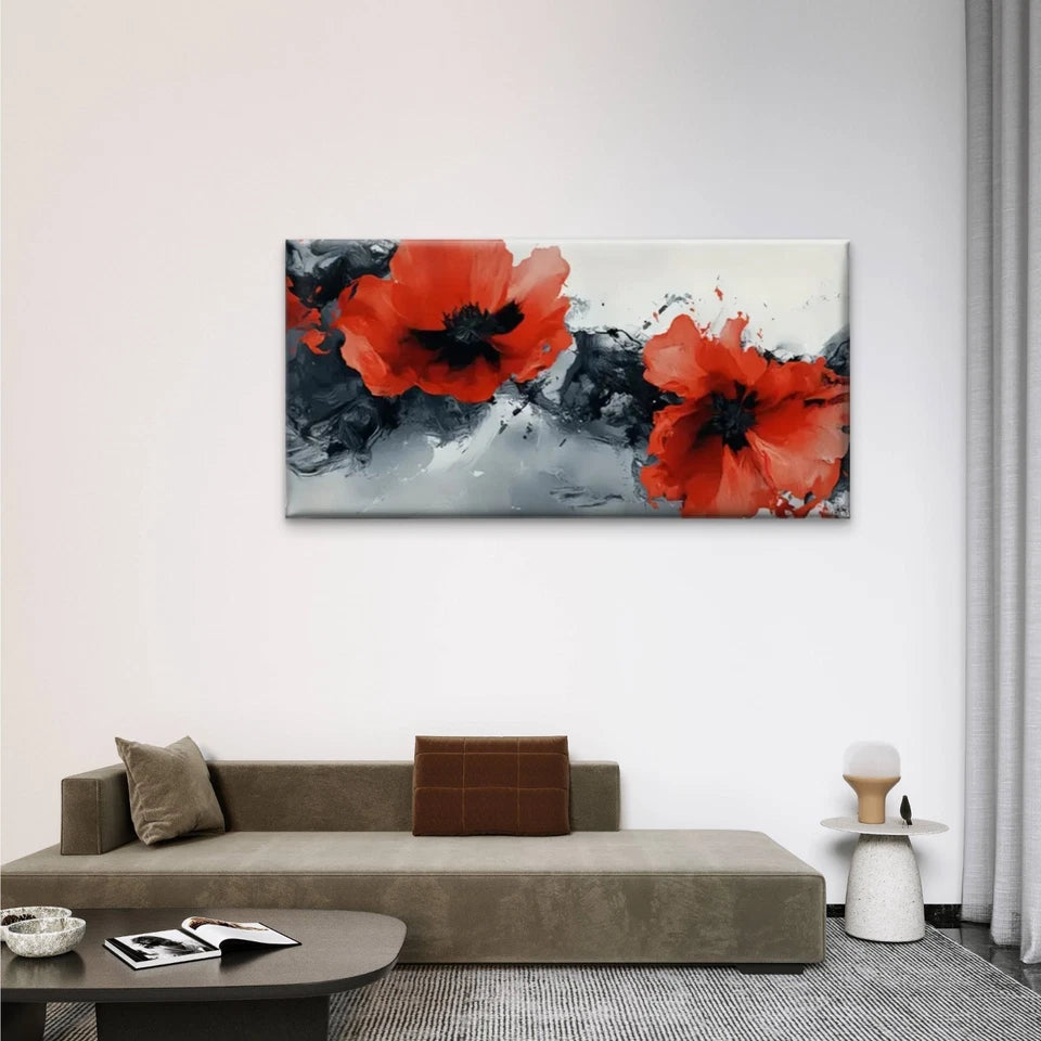 Red Poppy Nature Beauty Perfect Wall Art Canvas Office Home Room Framed 120x60cm