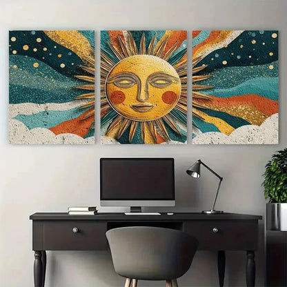 3pcs Sun Bohol Décor Summer Soleil Perfect Wall Art Canvas Unframed - High Quality Print 100% Australian Made Wall Canvas