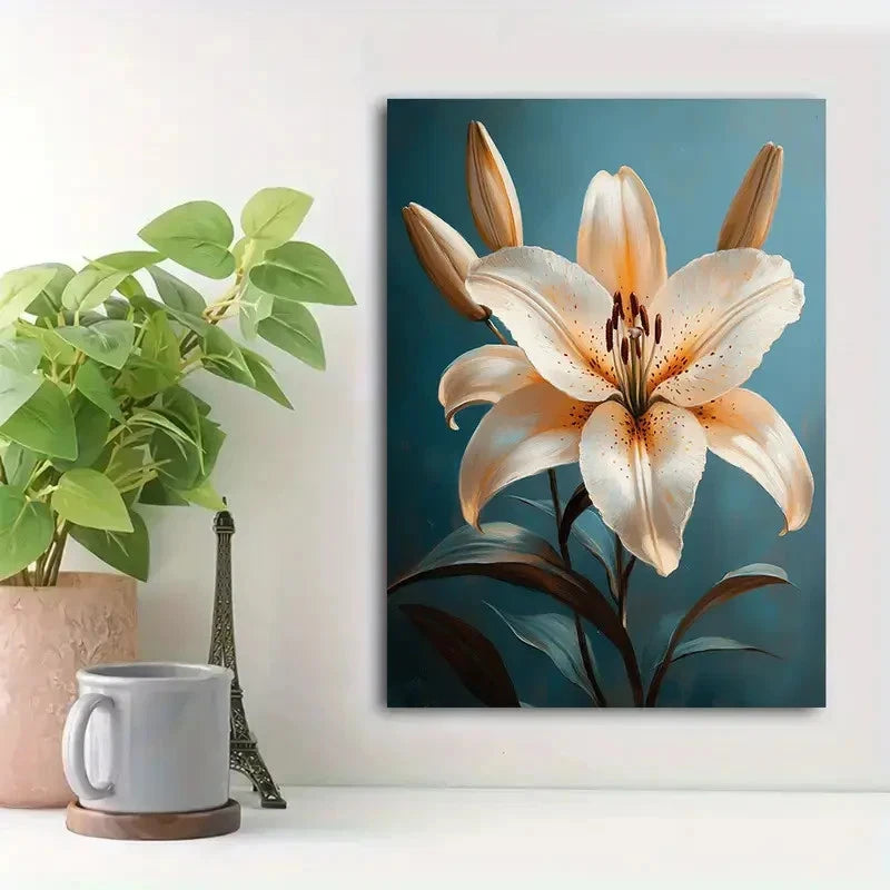 Beautiful Vibrant Botanical Floral Painting 40x60cm Metal Print Ready to Hang