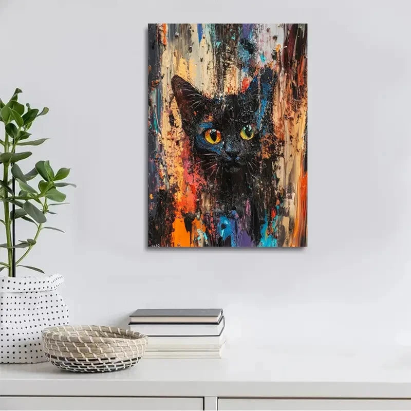 Beautiful Abstract Art Manx Kitten Painting 40x60cm Metal Print Ready to Hang - Bella Home Decor
