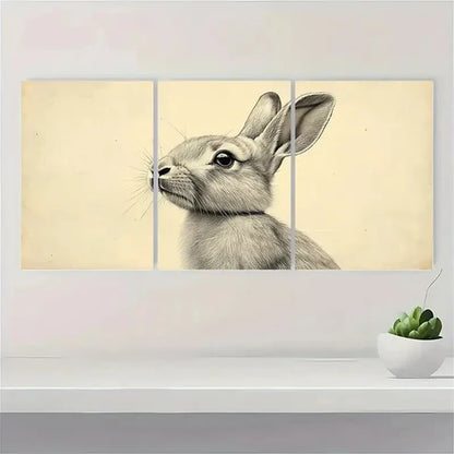 3pcs Drawing of Rabbit Prints Minimalist PK Wall Art Set Canvas Unframed - High Quality Print 100% Australian Made Wall Canvas - Bella Home Decor