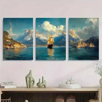 3pcs Panoramic Coastal Landscape Perfect Wall Art Canvas Unframed - High Quality Print 100% Australian Made Wall Canvas