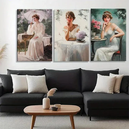 3pcs Vintage Lady Portraits Figurative Wall Art Canvas Unframed - High Quality Print 100% Australian Made Wall Canvas