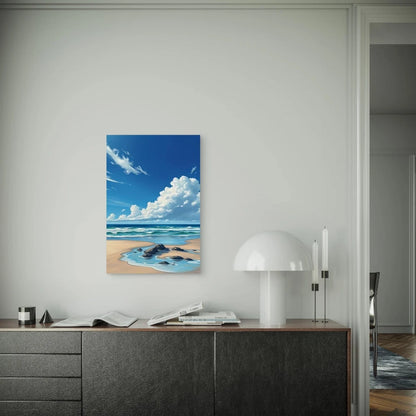 Vibrant Ocean Scene with Big Clouds Metal Print Ready to Hang