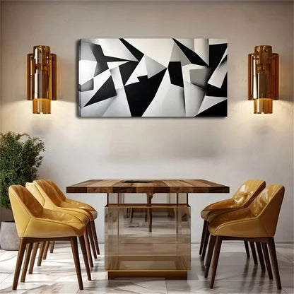 Black White & Gray Abstract Wall Art Canvas Office Home Room Framed 120x60cm - Bella Home Decor