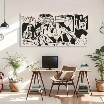 Abstract Black And White Sketch Wall Art Canvas Office Home Room Framed 120x60cm