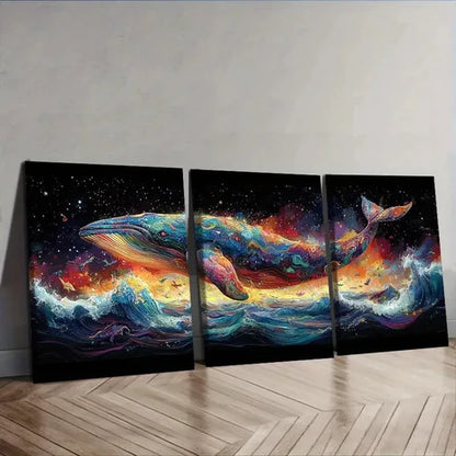 3pcs Modern Whale Wall Art Set Canvas Unframed - High Quality Print 100% Australian Made Wall Canvas - Bella Home Decor
