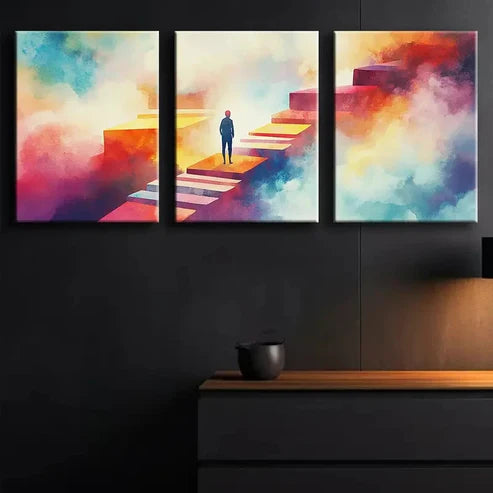 3pcs The for Man at the Top Alone Perfect Wall Art Set Canvas Unframed - High Quality Print 100% Australian Made Wall Canvas