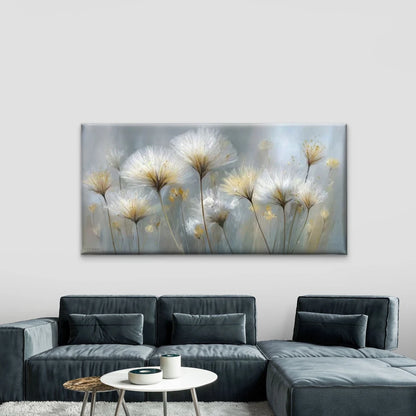 Dandelion Botanical Golden Wall Art Canvas Office Home Room Framed 120x60cm