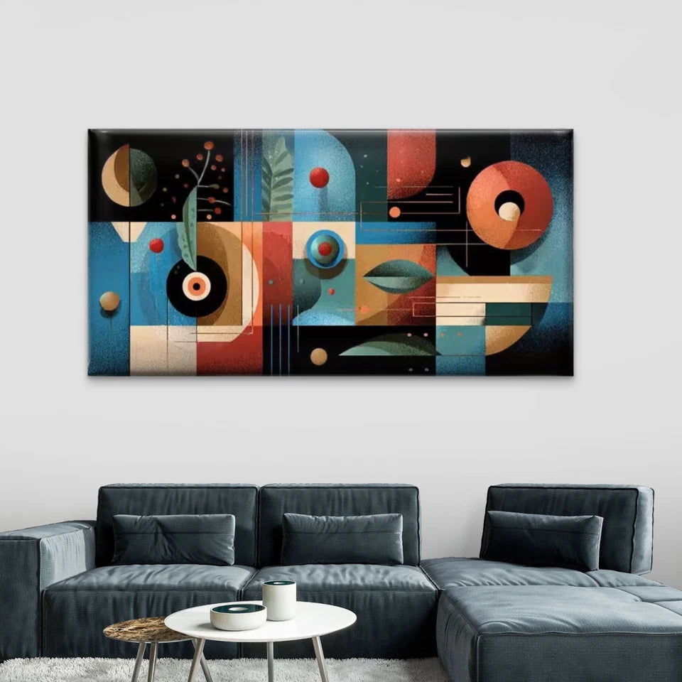 The Symphony of Shapes Wall Art Canvas Office Home Room Framed 120x60cm - Bella Home Decor