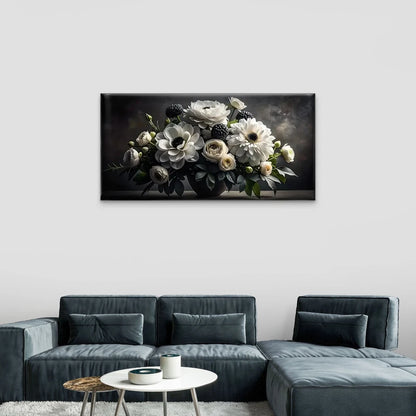 Elegant Vase White Flowers Wall Art Canvas Office Home Room Framed 120x60cm