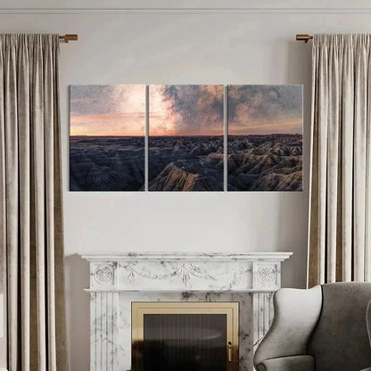 3pcs Cosmic Landscape Art Starry Sky & Planet Wall Art Set Canvas Framed 50x70cm - High Quality Print 100% Australian Made Wall Canvas Ready to Hang - Bella Home Decor