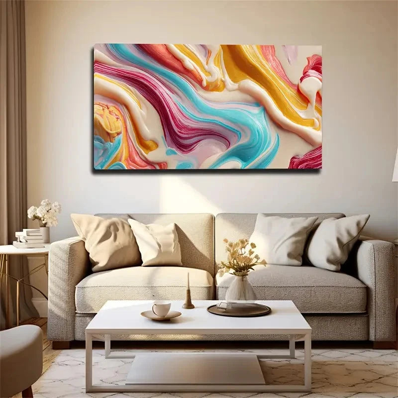 Large Abstract Fluid Texture Wall Art Canvas Office Home Room Framed 120x60cm