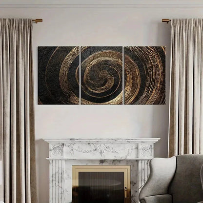 3pcs Abstract Spiral Art Golden Lines Poster Metal Print Ready to Hang Art - Bella Home Decor
