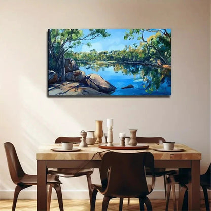 Serene Lake Scene Landscape Wall Art Canvas Office Home Room Framed 120x60cm